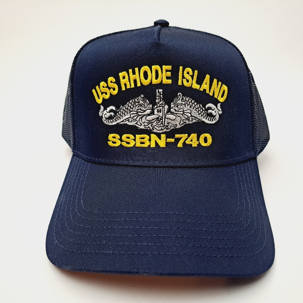 USS Rhode Island SSBN-740 Submarine Service Boat Embroidered Mesh Snapback Hat